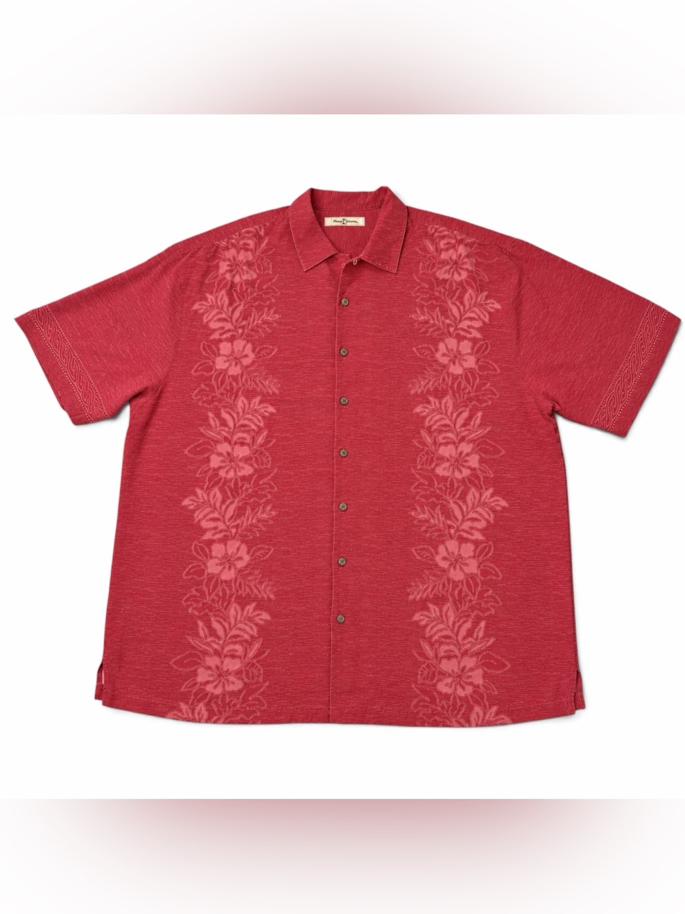 Tommy Bahama 3XT 100% Silk Red Floral Hawaiian Resort Shirt Big & Tall